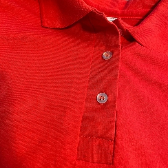 Vintage Hanes for Women USA Single Stitch Polo Shirt Red Blank Small 70s 80s - Picture 3 of 12